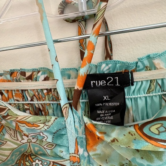 Vintage Y2K Paisley Halter Top Turquoise Boho Fairycore Festival Tank XL summer - Picture 2 of 4